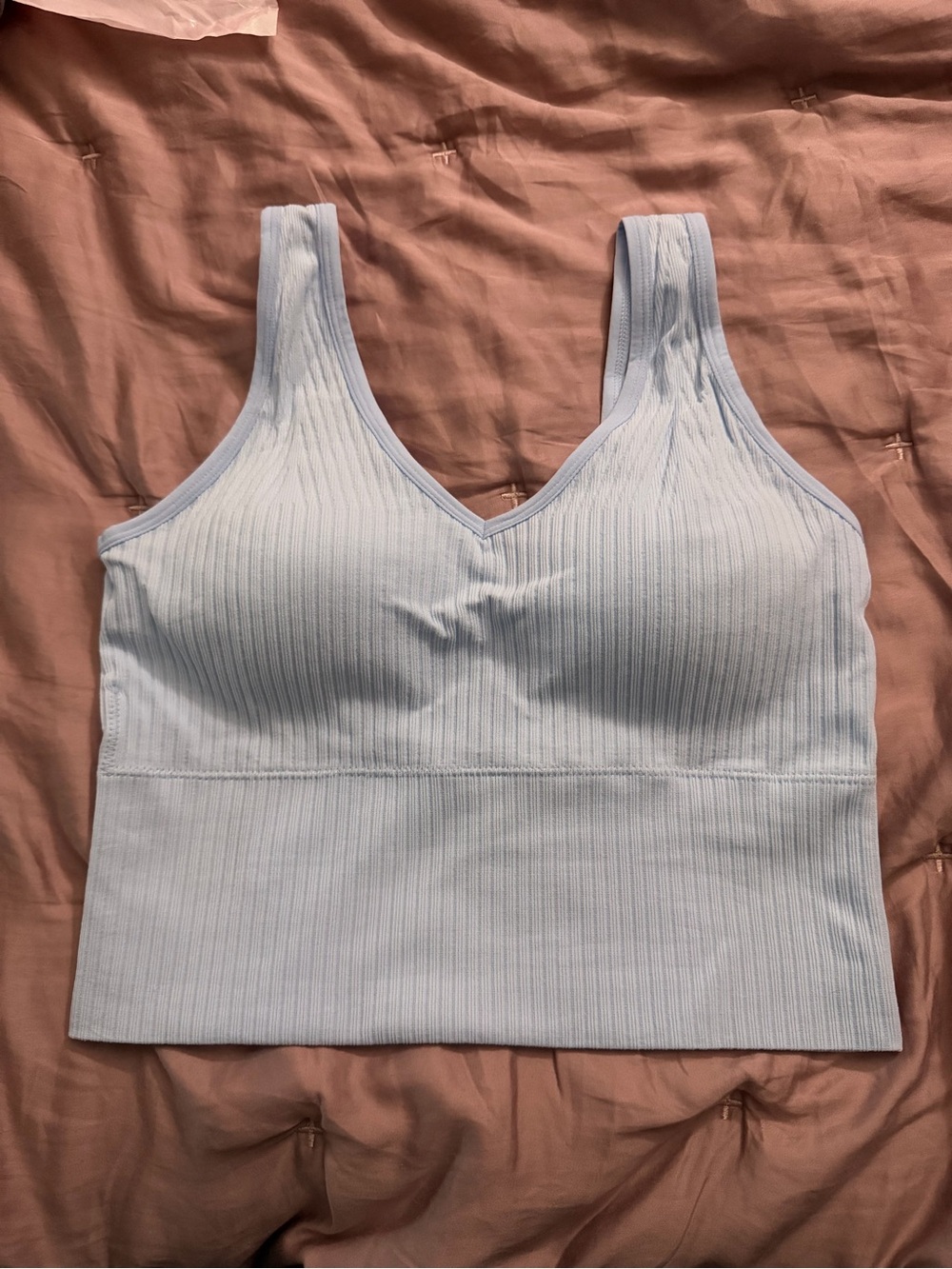 Ribbed V-Neck Cropped Tank Tops